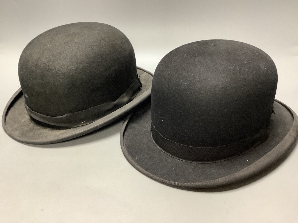 Two Dunn & Co vintage bowler hats